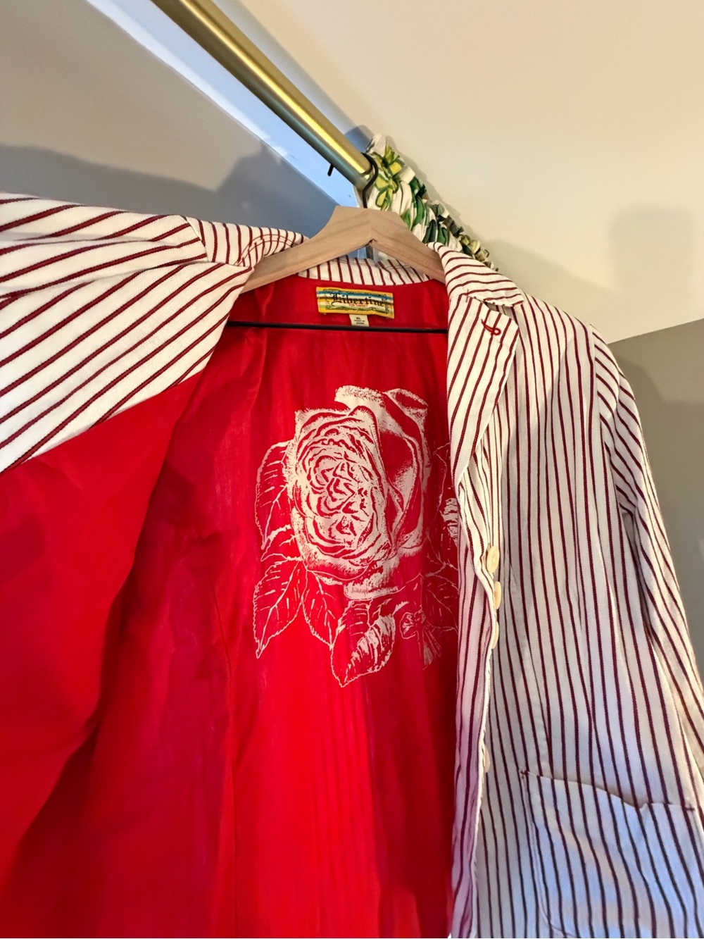 Libertine for Target Striped Blazer with Red Rose Lining, XL - Picture 4 of 7